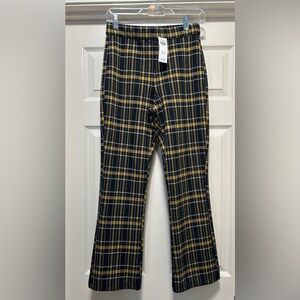 Hollister Y2K Plaid Flare Pull-On Pants in Black and Yellow Size Small